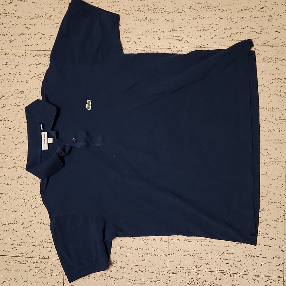 Lacoste Dark Navy Blue 1/4 Button Down Casual Polo Shirt